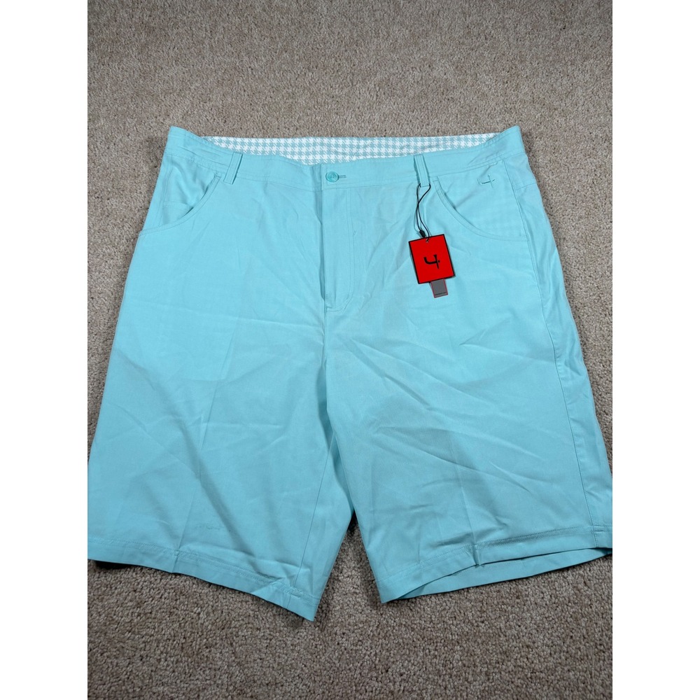 Short Par 4 Lido Golf Shorts Mens 40 Sea Glass Aqua Blue Flat Front Stretch NEW